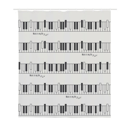 Piano Pattern Print Polyester Shower Curtain