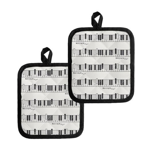 Piano Pattern Print Pot Holders