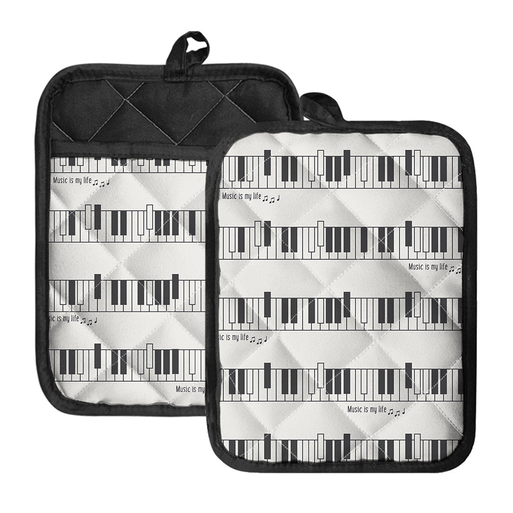 Piano Pattern Print Pot Holders With Pocket