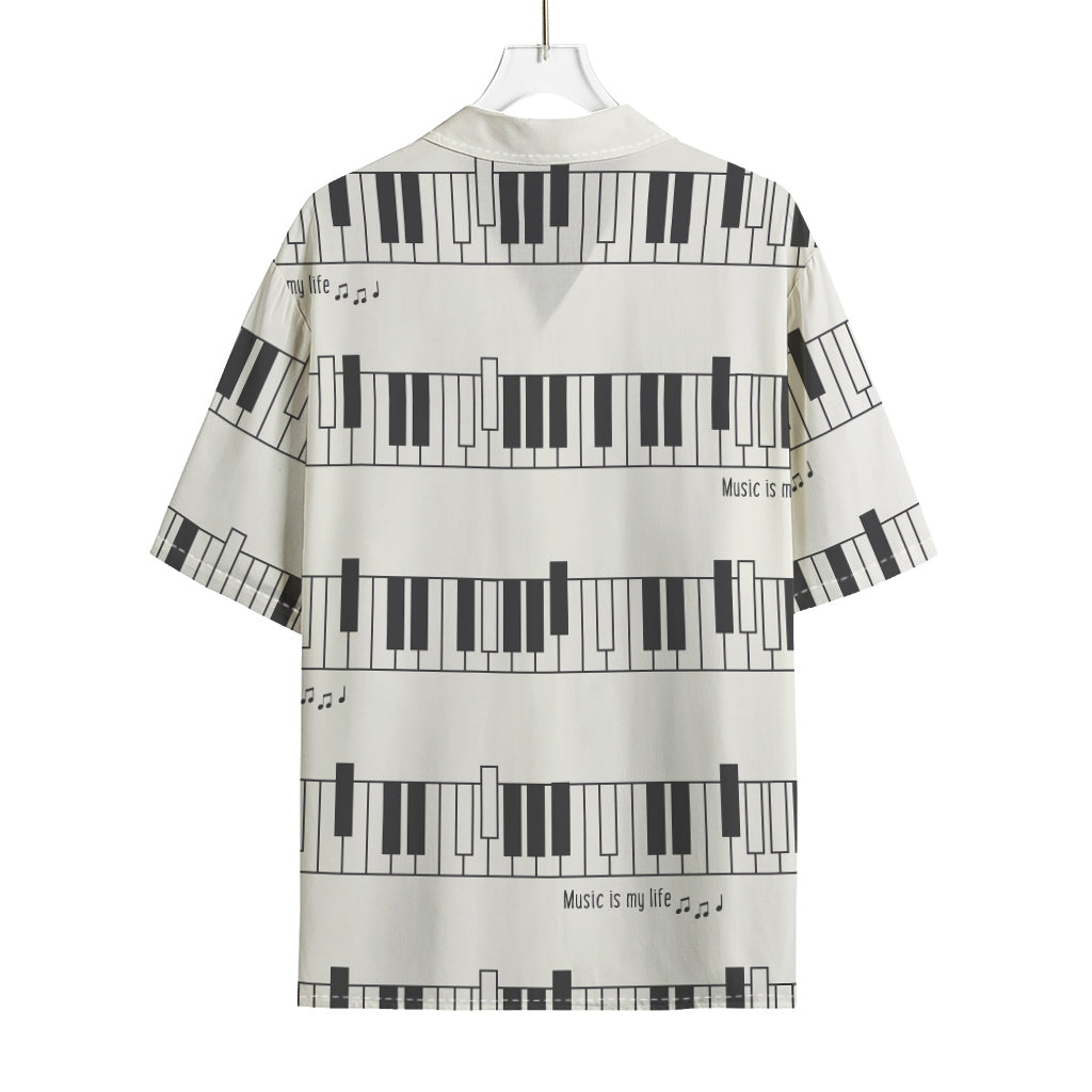 Piano Pattern Print Rayon Hawaiian Shirt