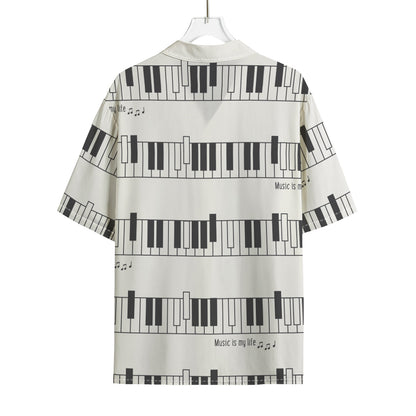 Piano Pattern Print Rayon Hawaiian Shirt
