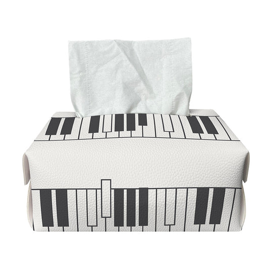 Piano Pattern Print Rectangle Tissue Box Cover