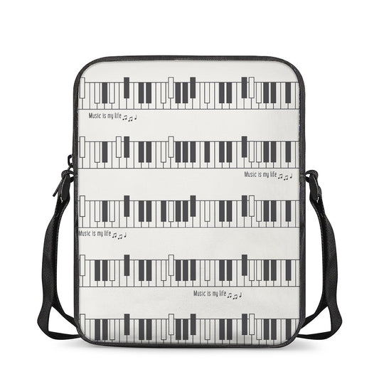 Piano Pattern Print Rectangular Crossbody Bag