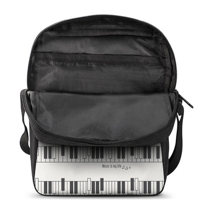Piano Pattern Print Rectangular Crossbody Bag