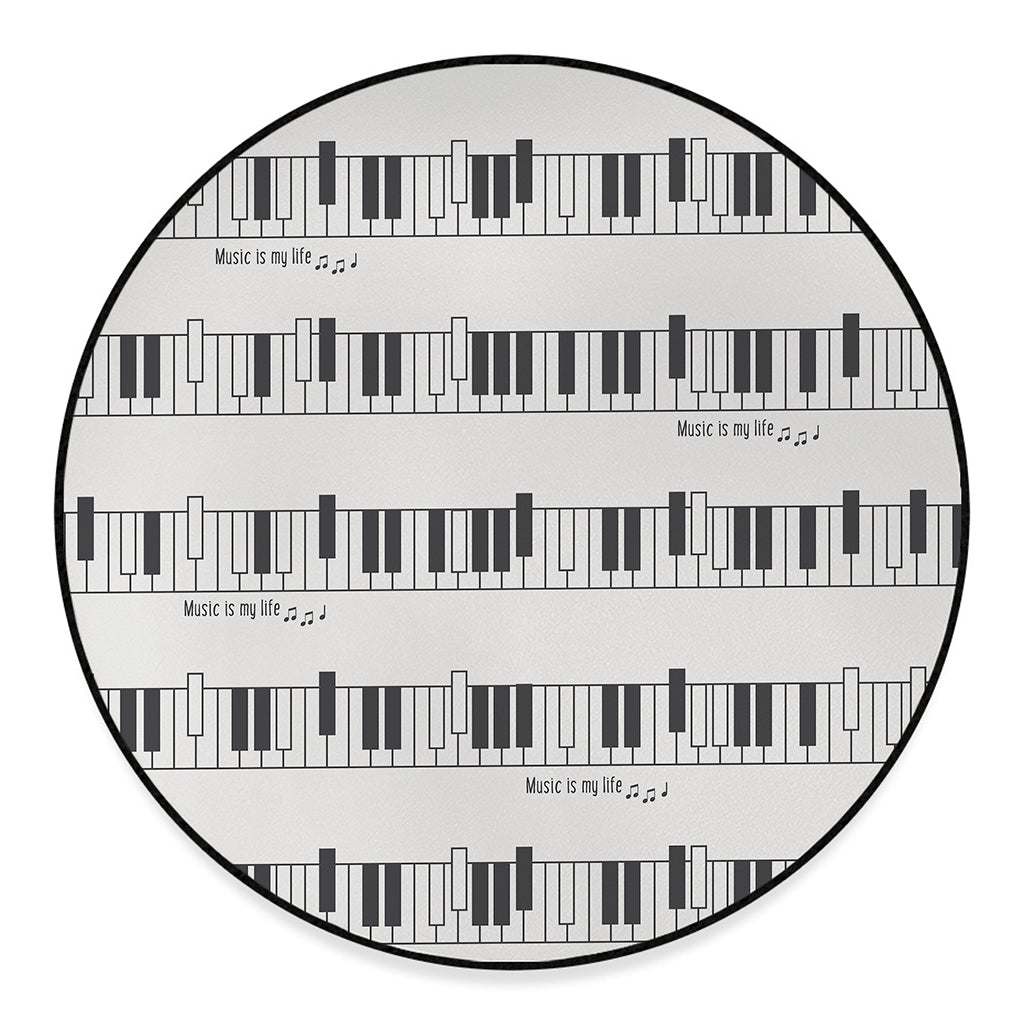 Piano Pattern Print Round Floor Mat