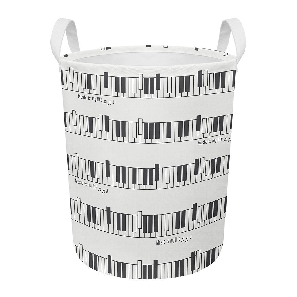 Piano Pattern Print Round Laundry Basket