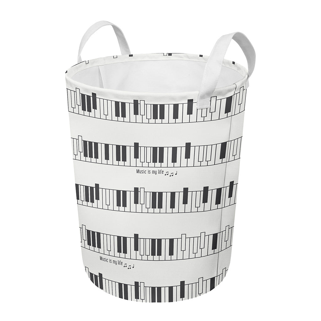 Piano Pattern Print Round Laundry Basket