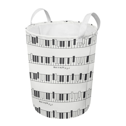 Piano Pattern Print Round Laundry Basket