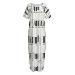 Piano Pattern Print Short Sleeve Long Nightdress