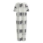 Piano Pattern Print Short Sleeve Long Nightdress