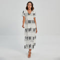 Piano Pattern Print Short Sleeve Maxi Dress