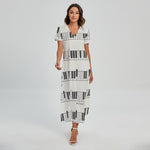 Piano Pattern Print Short Sleeve Maxi Dress