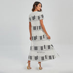 Piano Pattern Print Short Sleeve Maxi Dress