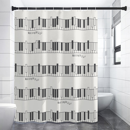 Piano Pattern Print Shower Curtain