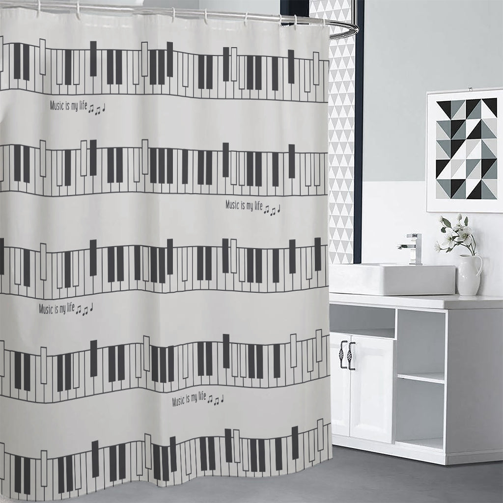 Piano Pattern Print Shower Curtain