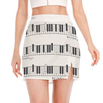 Piano Pattern Print Side Slit Mini Skirt