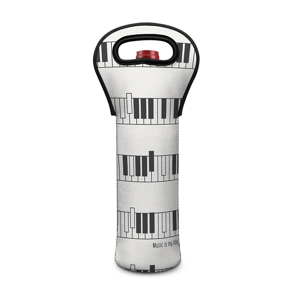 Piano Pattern Print Single Neoprene Wine Tote