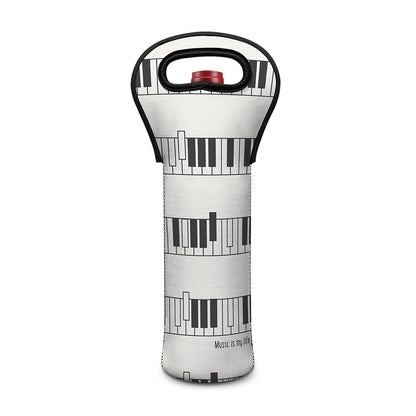 Piano Pattern Print Single Neoprene Wine Tote