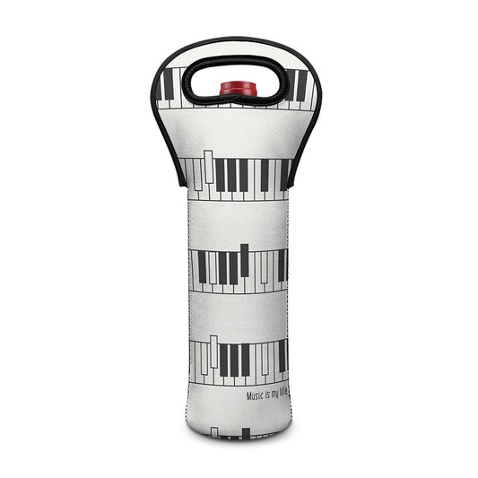 Piano Pattern Print Single Neoprene Wine Tote