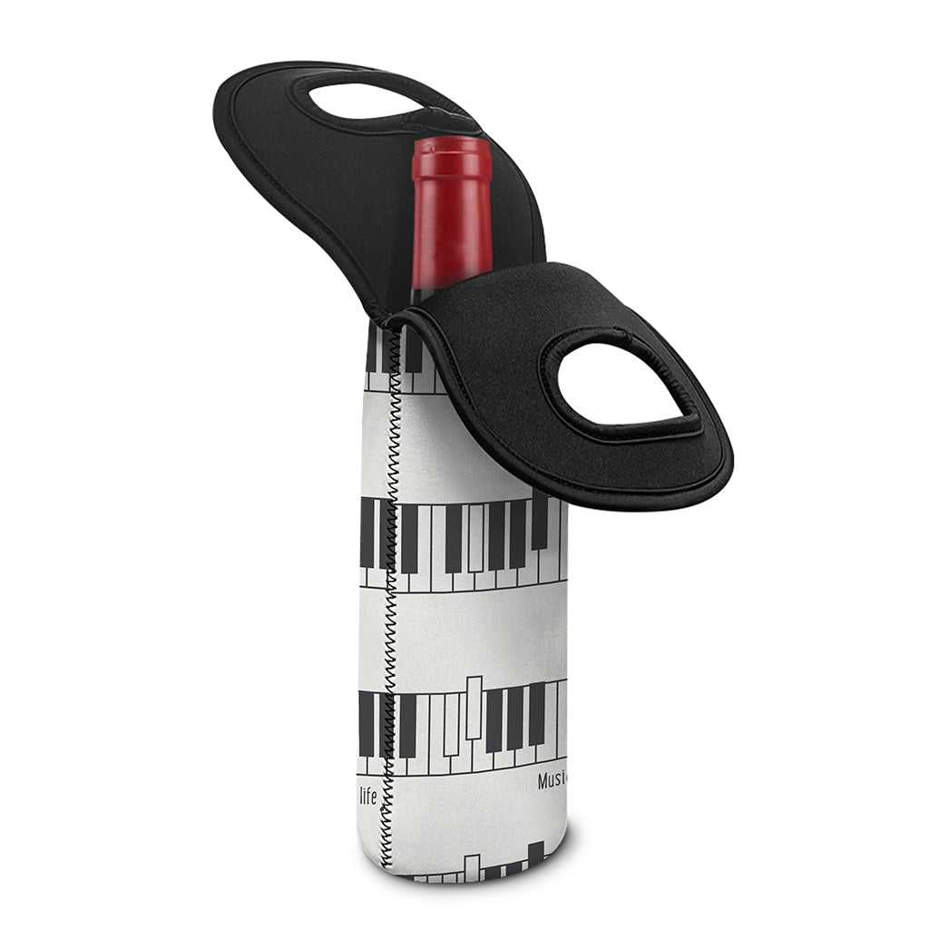 Piano Pattern Print Single Neoprene Wine Tote