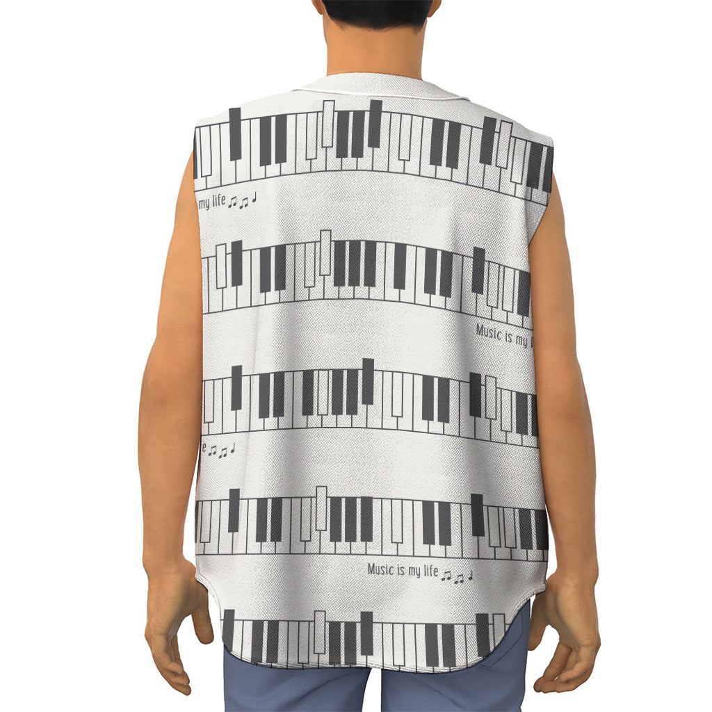 Piano Pattern Print Sleeveless Baseball Jersey