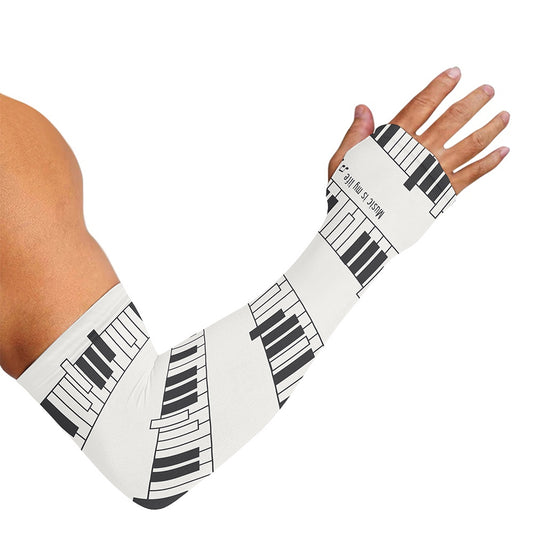 Piano Pattern Print Sun Protection Arm Sleeves