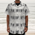 Piano Pattern Print Textured Short Sleeve Shirt