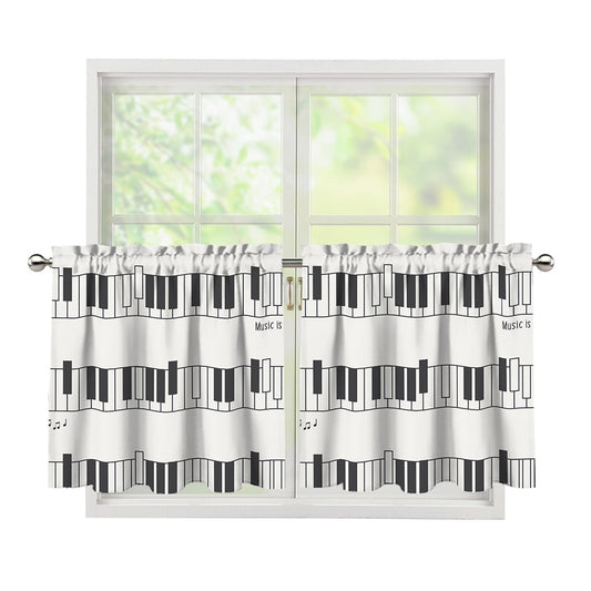 Piano Pattern Print Tier Curtains