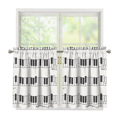 Piano Pattern Print Tier Curtains
