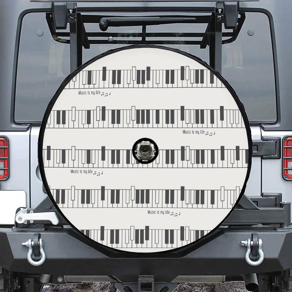 Piano Pattern Print Tire Cover With Camera Hole