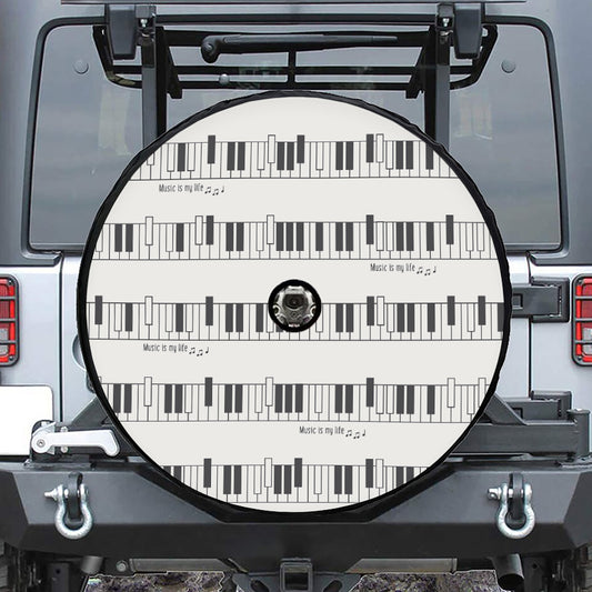 Piano Pattern Print Tire Cover With Camera Hole