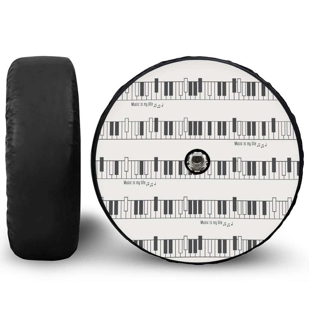 Piano Pattern Print Tire Cover With Camera Hole