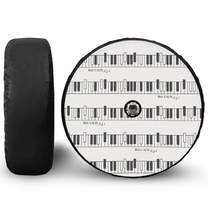 Piano Pattern Print Tire Cover With Camera Hole