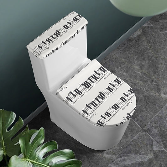 Piano Pattern Print Toilet Lid And Tank Cover Set