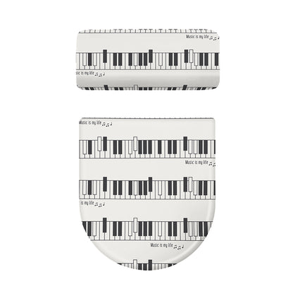 Piano Pattern Print Toilet Lid And Tank Cover Set