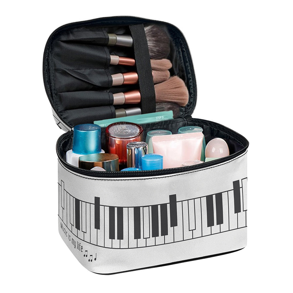 Piano Pattern Print Travel Makeup Bag