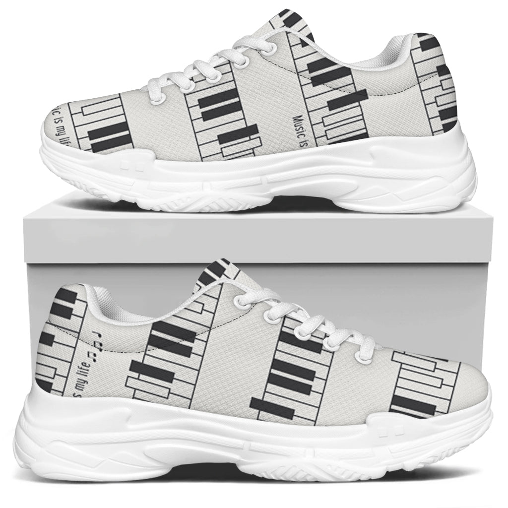 Piano Pattern Print White Chunky Shoes