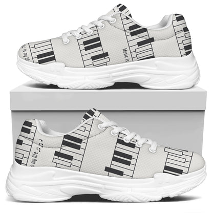 Piano Pattern Print White Chunky Shoes