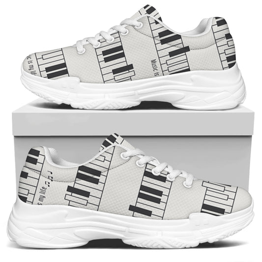 Piano Pattern Print White Chunky Shoes