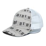 Piano Pattern Print White Mesh Trucker Cap