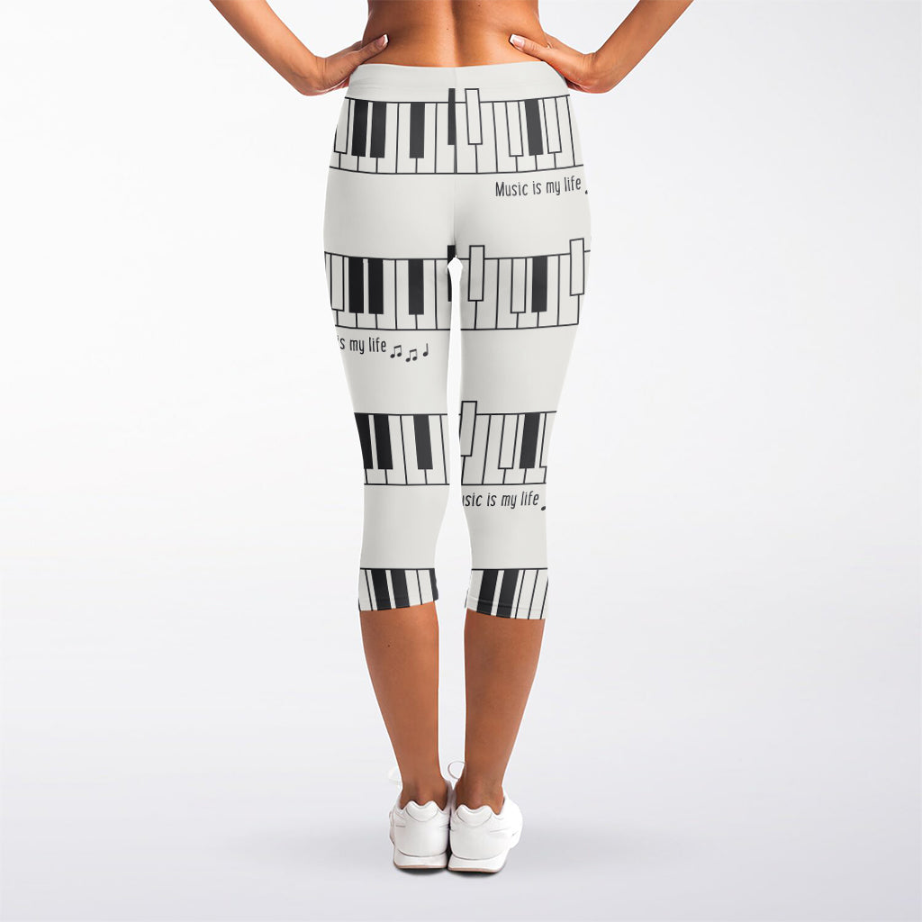 Piano Pattern Print Women's Capri Leggings