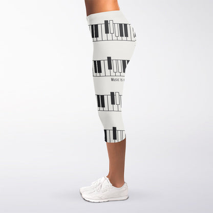 Piano Pattern Print Women's Capri Leggings