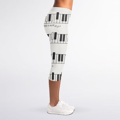Piano Pattern Print Women's Capri Leggings