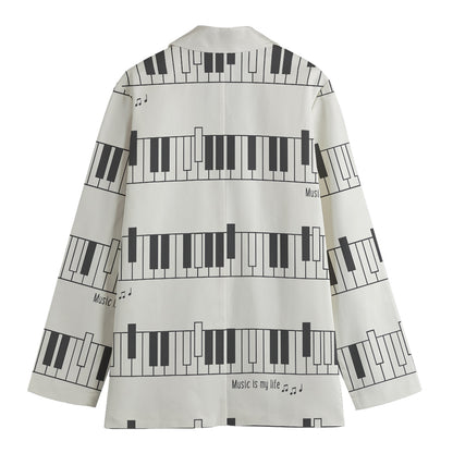 Piano Pattern Print Women's Cotton Blazer