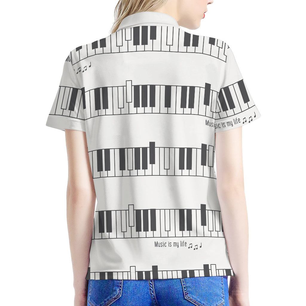 Piano Pattern Print Women's Polo Shirt