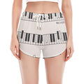 Piano Pattern Print Women's Split Running Shorts