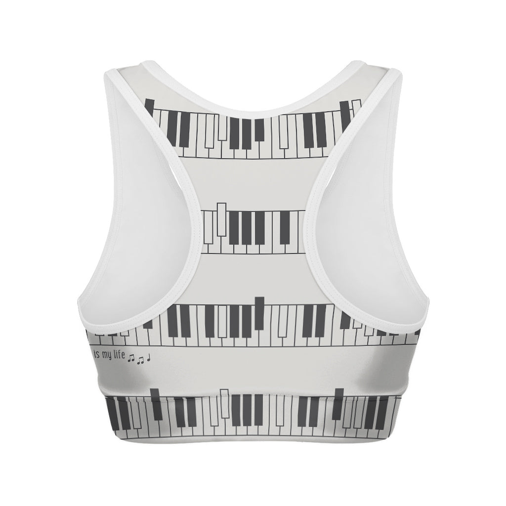 Piano Pattern Print Women's Sports Bra