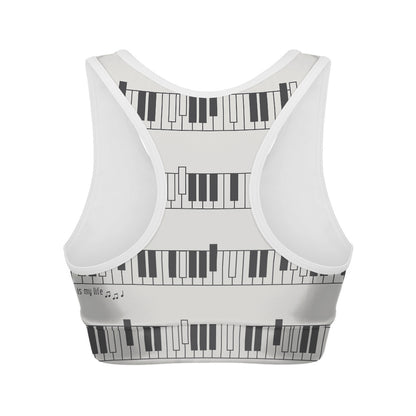 Piano Pattern Print Women's Sports Bra