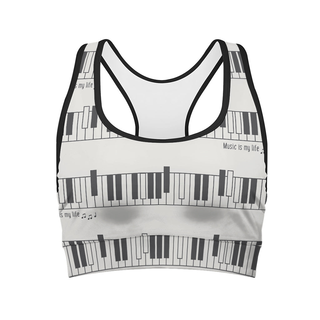 Piano Pattern Print Women's Sports Bra
