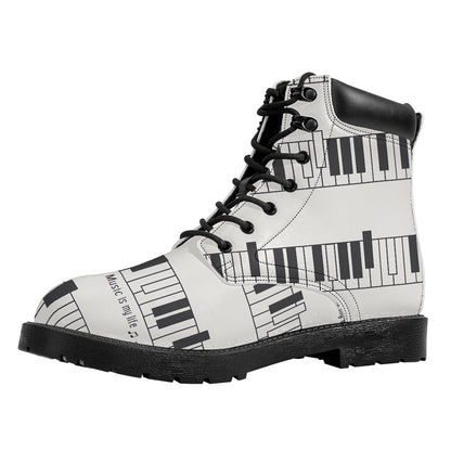 Piano Pattern Print Work Boots